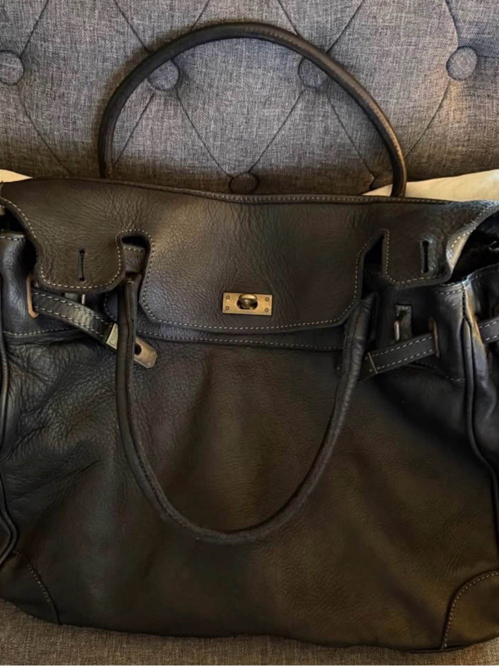 New never used Classic Black real Leather Tote Bag - Brand Unspecified medium